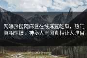 网曝热搜网麻豆在线麻豆吃瓜，热门真相惊爆，神秘人丑闻真相让人瞠目