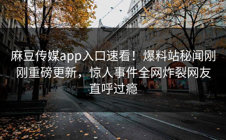 麻豆传媒app入口速看！爆料站秘闻刚刚重磅更新，惊人事件全网炸裂网友直呼过瘾