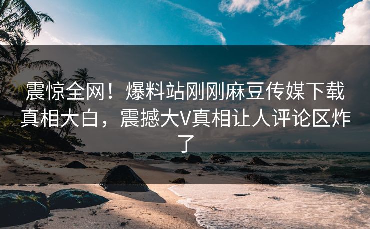 震惊全网！爆料站刚刚麻豆传媒下载真相大白，震撼大V真相让人评论区炸了