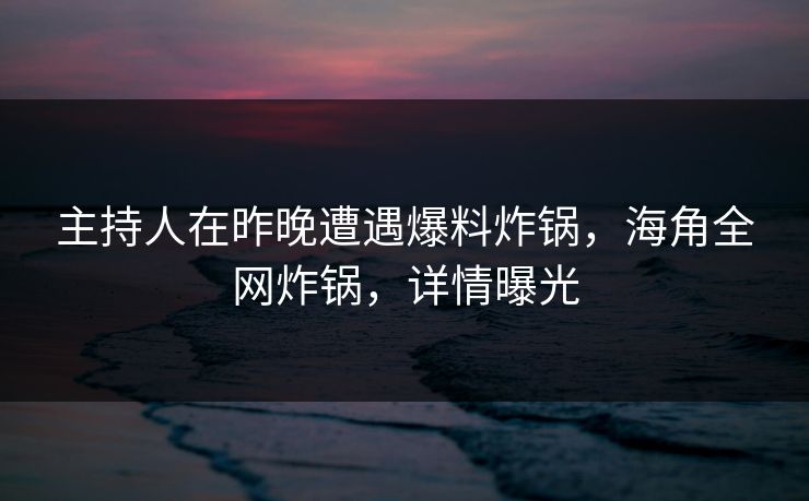 主持人在昨晚遭遇爆料炸锅，海角全网炸锅，详情曝光