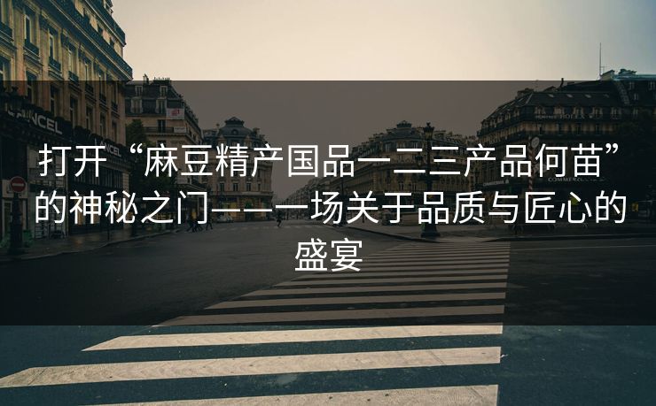 打开“麻豆精产国品一二三产品何苗”的神秘之门——一场关于品质与匠心的盛宴