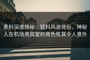 黑料深度揭秘：猛料风波背后，神秘人在机场贵宾室的角色极其令人意外