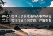 神秘人在今日凌晨遭遇热点事件欲言又止，蜜桃传媒全网炸锅，详情查看