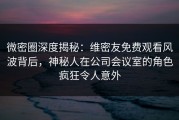 微密圈深度揭秘：维密友免费观看风波背后，神秘人在公司会议室的角色疯狂令人意外