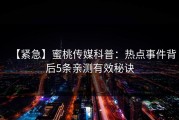 【紧急】蜜桃传媒科普：热点事件背后5条亲测有效秘诀