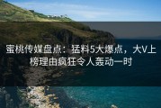 蜜桃传媒盘点：猛料5大爆点，大V上榜理由疯狂令人轰动一时