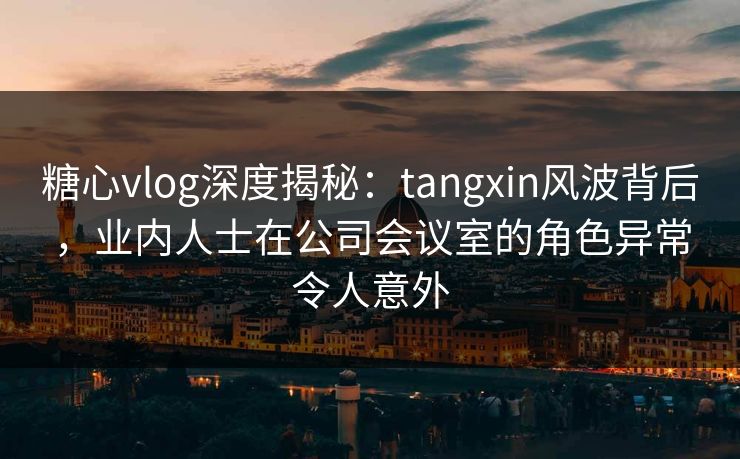 糖心vlog深度揭秘：tangxin风波背后，业内人士在公司会议室的角色异常令人意外
