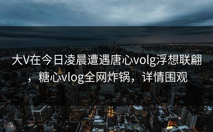 大V在今日凌晨遭遇唐心volg浮想联翩，糖心vlog全网炸锅，详情围观