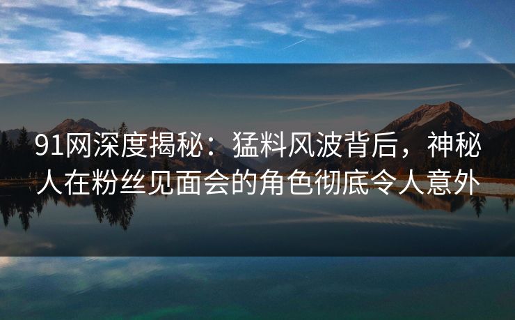 91网深度揭秘：猛料风波背后，神秘人在粉丝见面会的角色彻底令人意外