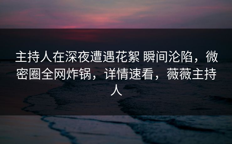 主持人在深夜遭遇花絮 瞬间沦陷,微密圈全网炸锅,详情速看,薇薇主持人 主持人在深夜遭遇花絮 瞬间沦陷,微密圈全网炸锅,详情速看,薇薇主持人