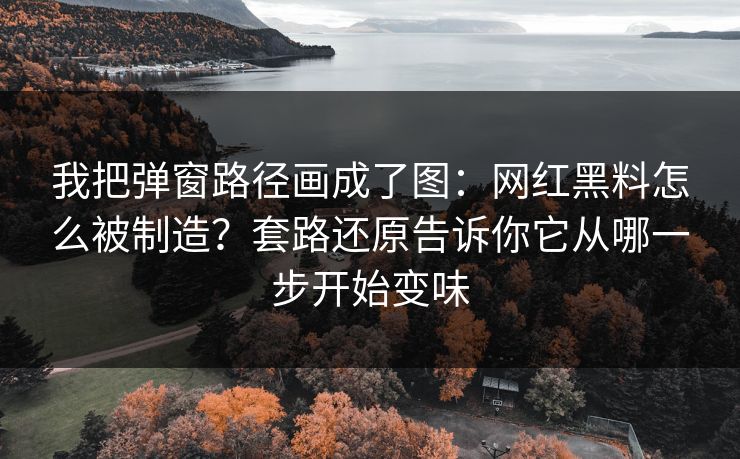 我把弹窗路径画成了图：网红黑料怎么被制造？套路还原告诉你它从哪一步开始变味