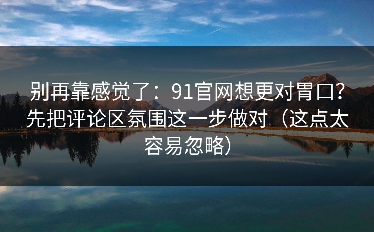 别再靠感觉了：91官网想更对胃口？先把评论区氛围这一步做对（这点太容易忽略）