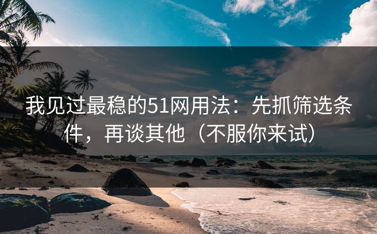 我见过最稳的51网用法：先抓筛选条件，再谈其他（不服你来试）